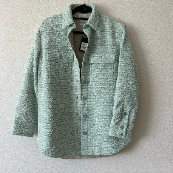 NWT $1695 St. John Eyelash Slub Tweed Knit Collar Quilted Jacket Shacket S - Picture 7 of 16